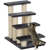 Tiertreppe Katzentreppe Hundetreppe Treppe für Katze Hunde 4 Stufen Grau