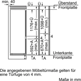 Siemens iQ100 KI87VNSE0 Einbau-Kühlgefrierkombination (270 l, 1772 mm hoch)