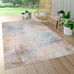 Teppich PACO HOME "Torres 273", bunt (mehrfarbig), H:8mm Ø:160cm, Polypropylen, Teppiche, modernes abstraktes Design, In- und Outdoor geeignet, Wohnzimmer
