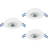 EGLO Zujar 3er Set Einbauleuchten Kunststoff weiß Ø 90mm 3x3,4W