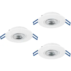 EGLO Zujar 3er Set Einbauleuchten Kunststoff weiß Ø 90mm 3x3,4W