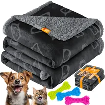 Lovpet LOVPET® wasserdichte Hundedecke, Sherpa Fleece Haustier Decke + 3x Spielzeugknochen, maschinenwaschbar, beidseitiger Sofabezug-Schutz