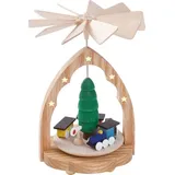 Richard Glaesser Weihnachtspyramide Wärmespiel Eisenbahn, Höhe 11cm, Handwerkskunst original Erzgebirge