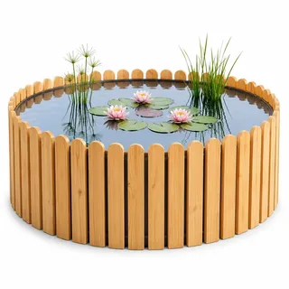 Beckmann Hochteich Lärche Ø 80 x 29 cm 130 L – Holz Terrassenteich, Teichbecken & Fertigteich für den Garten – Winterfestes & langlebiges Komplettset inkl. Teichfolie