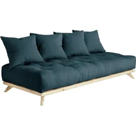 Karup Daybett KARUP DESIGN "Senza, Sofa, mit Futonmatratze, minimalistisch, massives Kiefernholz", blau (petrol blau, klarlackiert), B:200cm H:85cm L:90cm, Daybetten, Handgefertigt, skandinavisches Design, vielseitig, schlichter Stil