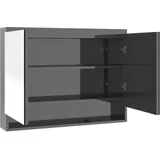 vidaXL Spiegelschrank fürs Bad 80x15x60 cm MDF Glänzend Grau