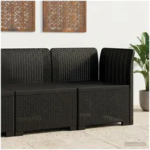 vidaXL Gartenlounge, Garten-Sofa Rattan-Look PP Anthrazit