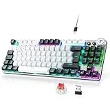 TECURS Mechanische Gaming Tastatur Kabellos, 80% TKL Beleuchtete Wireless Mechanical Keyboard Red Switch QWERTZ Tastatur für PC Laptop Windows