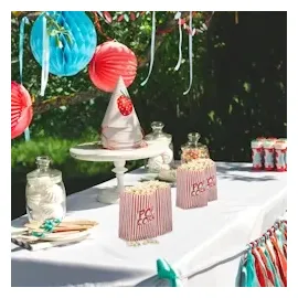 Relaxdays Popcorntüten, 48er Set, gestreift, Retro-Optik, Kino, Filmabend Zubehör, Papier, Popcornbehälter, rot/weiß