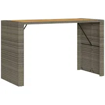 vidaXL Garten-Bartisch mit Holzplatte Grau 185x80x110 cm Polyrattan
