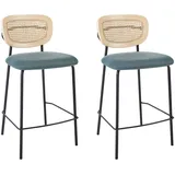 2er Set Moderne Barstühle Wiener Geflecht Rattan Rückenlehne Hocker Polyester Si