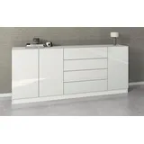 borchardt Möbel Sideboard Vaasa, Kommode mit 3 Türen und 4 Schubkästen auf Kugelführungen, Breite 190 cm weiß