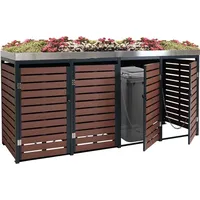 Mendler 4er Mülltonnenverkleidung HWC-K14, Mülltonnenbox mit Pflanzkasten, 124x265x84cm WPC
