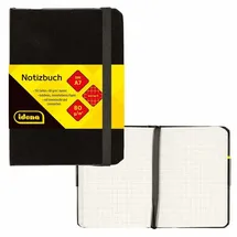 IDENA Notizbuch 80g/m2 kariert schwarz DIN A7