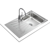 Teka Starbright 45 E-xp 1c 1e Rev Spüle mit Abtropffläche, Einbau- und wendbar, Möbel 45 cm, Handventil, Edelstahl