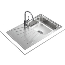 Teka Starbright 45 E-xp 1c 1e Rev Spüle mit Abtropffläche, Einbau- und wendbar, Möbel 45 cm, Handventil, Edelstahl