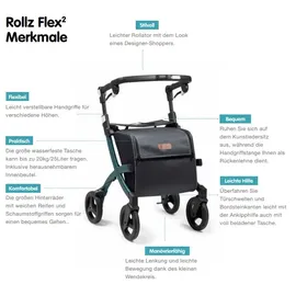 Rollz Flex 2.0 Rollator leicht mit Sitz pebble white