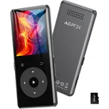AGPTEK 64 GB MP3-Player mit Bluetooth, Robustes Metall-Gehäuse Musik-Player mit Touch-Tasten, 1,8 Zoll HiFi-Sound Player mit Lautsprecher und FM-Radio für Sport, unterstützt bis zu 128 GB