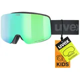 Uvex pwdr FM - Skibrille - mit Visier - beschlagfrei - black matt mirror Green Supravision Yellow Clear/CAT2