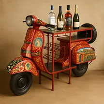 SIT Möbel Bartisch aus einem recycelten Roller 170 x 105 x 65 cm rot/bunt/schwarz