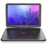 BOIFUN 17,5’’ Tragbarer DVD Player mit 15,6’’ HD Display, 6 Stunden Wiederaufladbare Batterie, Unterstützung für USB/SD-Karte/AV-Übertragung, Sync TV/Projektor Bildschirm, Schwarz, BOIFUN