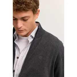Bugatti Strickjacke "Regular Fit", Herren, Gr. M, 280, dunkelgrau, Strick, 100% Baumwolle, unifarben, regular fit, ohne Ausschnitt, Rippbündchen, Strickjacken Strickjacke, aus Baumwolle mit Stehkragen