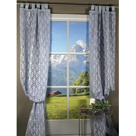 HOSSNER - ART OF HOME DECO Gardine "Blausee" Gr. 2, blau, B:105cm H:245cm, Baumwolle, Seide, Viskose, HOSSNER - ART OF HOME DECO, Gardinen, Gardine, Schlaufenschal mit floralem Muster