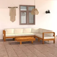 Faroom Gartenmöbel Set Holz Ecksofa Lounge Massivholz Akazie 7-tlg
