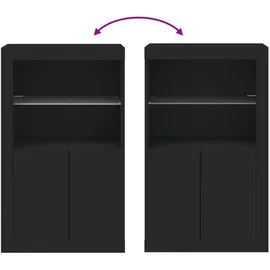 vidaXL Beistellschrank mit LED-Leuchten Schwarz Holzwerkstoff