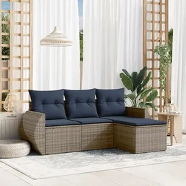 vidaXL Gartensofa-Set 4-tlg. grau Polyrattan