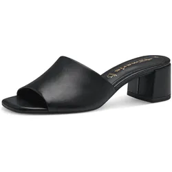 Pantolette TAMARIS, Damen, Gr. 41, schwarz, Leder, elegant, Schuhe, Blockabsatz, Sommerschuh, Schlappen im schlichten Design