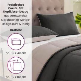 Wometo Kissenbezug Wende-Design 80 x 80 cm Grau/Hellgrau