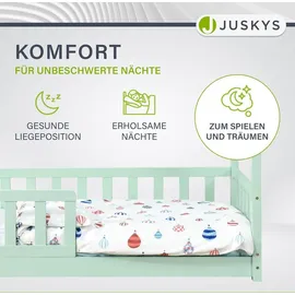 Juskys Kinderbett Marli 80 x 160 cm Kiefer massiv lackiert mint