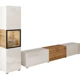 INOSIGN Wohnwand »BERLIN I«, (Komplett-Set, 2 St.), moderne grifflose Mediawand Breite 220 cm, Vitrine mit Verglasung weiß