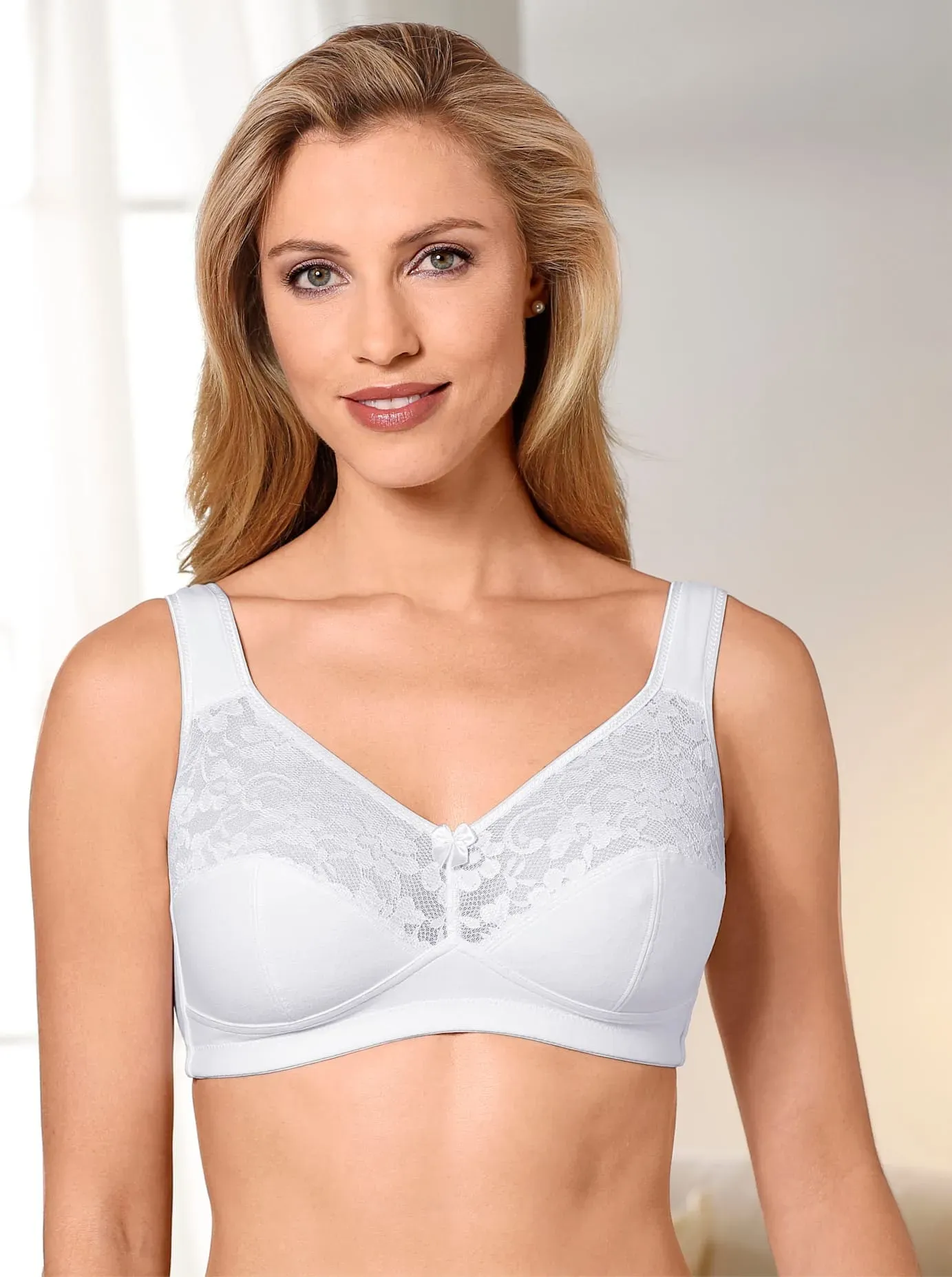 Entlastungs-BH SUSA, Damen, Gr. 90, Cup D, schwarz-weiß (weiß, schwarz), 76% Baumwolle, 18% Polyamid, 6% Elasthan, BHs Entlastungs-BH