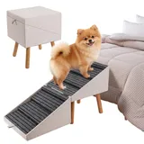 Hunderampe für Bett und Couch, Hundetreppe für große, mittlere und kleine Hunde, klappbare 2-in-1-Holztreppe für Welpen, ältere und verletzte Hunde, geteiltes Ottomane-Design (Aprikose-53,5 cm hoch)