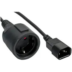 InLine® Netz Adapter Kabel, Kaltgeräte C14 auf Schutzkontakt Buchse, für USV, 1m