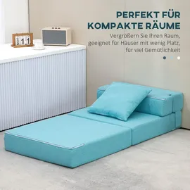 Homcom Schlafsessel 2-in-1 Polyester 70 x 61 x 70 cm Blau mit Kissen