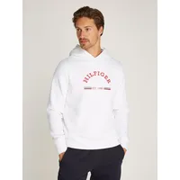 Tommy Hilfiger Kapuzensweatshirt TOMMY HILFIGER "ROUNDALL HOODY" Gr. L, weiß Herren Sweatshirts kontrastfarbener Markenprint