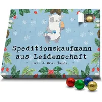 Mr. & Mrs. Panda Schoko Adventskalender Speditionskaufmann Leidenschaft - Blau Pastell - Geschenk, Schokoladen Adventskalender, Rente, Danke, Beruf... - Blau