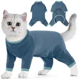 KatzenbodyXXL, Katzenbody Groß Langarm Kleidung für Sphynx Cat Body Suit Katzenanzug Op Katzenbody Gegen Lecken Op Body Katze(Blau-grau, 2XL)