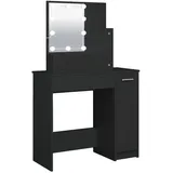 vidaXL Schminktisch mit LED Schwarz 86,5x35x136 cm