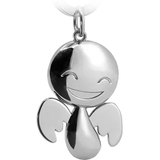 FABACH Schutzengel Schlüsselanhänger Happy - Niedlicher Engel Anhänger,Unisex, aus Metall in glänzendem Silber - Geschenk Glücksbringer Auto Führerschein - Fahr vorsichtig