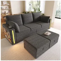 STILVORA Loungesofa Modulares U/L-Form Sofa mit Stauraum Relaxsofa mit LED-Stimmungslicht grau