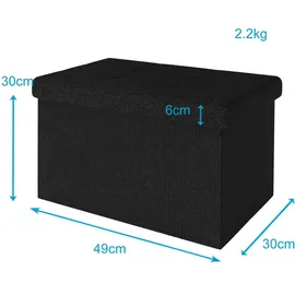 Intirilife Faltbare Sitzbank 49x30x30 cm in PIANO SCHWARZ - Sitzwürfel mit Stauraum und Deckel aus Stoff mit Mulden - Sitzcube Fußablage Aufbewah