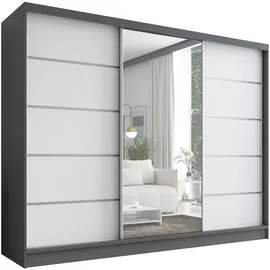 A&J MöbelLand Schiebetürenschrank AURELIA 1 200 x 215 x 59,5 cm Grau/Weiß