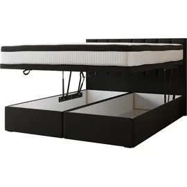 Trada Bond Boxspringbett 160 x 200 mit Bettkasten mit Matratze Schwarz