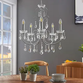 LUCANDE Solveig 5 Pendelleuchte Chrome/Clear - Wohnzimmer