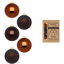 inges magic & goodz 24 Stück in Kartonbox Christbaumkugeln Weihnachtsbaumkugeln braun mix