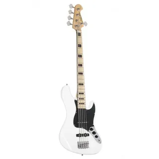 J & D E-Bass, E-Bass Bass Gitarre mit 5 Saiten und Erle Korpus JB Bass mit 2 Single Coil Tonabnehmern und passiver Elektronik 1975 5-String WH White, E-Bässe, 5-Saiter E-Bässe, E-Bass, 5-Saiten Bass, Erle Korpus, JB Bass, Single Coil